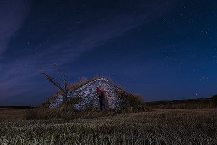 gray concrete house under starry night thumbnail