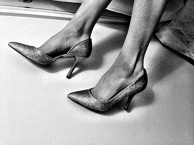 black-and-white, woman, shoes, stiletto thumbnail