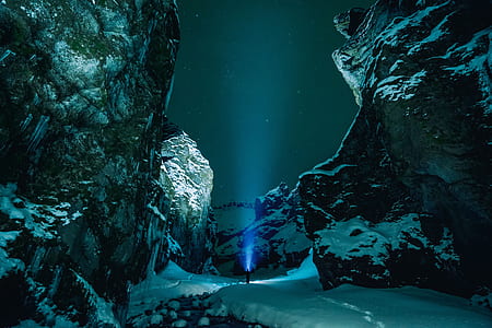 ice, cave, rocks, snow, winter, flashlights thumbnail