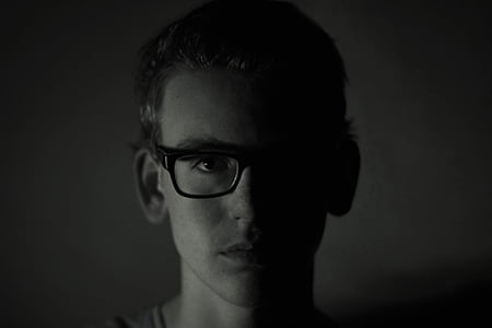 grayscale photo of man wearing eyeglasses thumbnail
