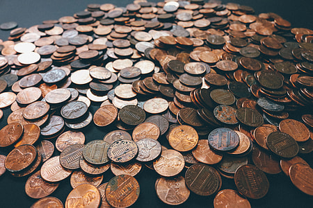 Cash bank coins on table thumbnail
