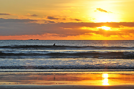 person swimming during golden hour thumbnail