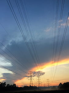 dawn, sky, clouds, trees thumbnail