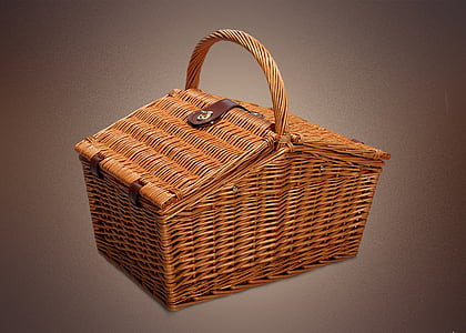 brown wicker picnic basket thumbnail
