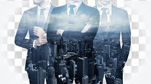 Suit Stock photography Multiple exposure, Business people and city views, aerial photo of city PNG clipart