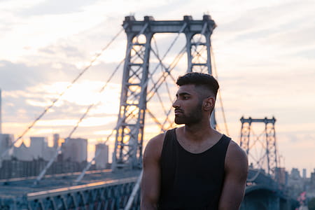 Man On New York City Bridge Photo thumbnail