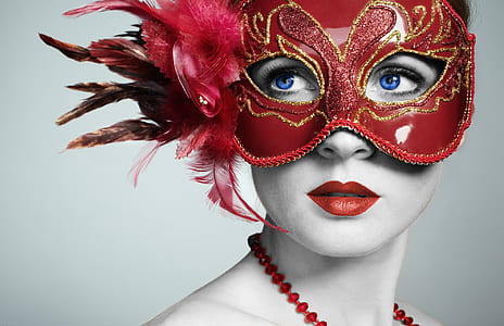 woman wearing red masquerade mask thumbnail