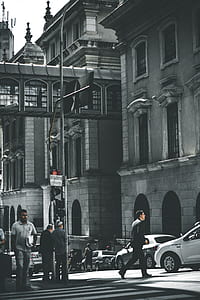 black-and-white, city, cars, road thumbnail