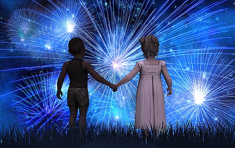 two boy and girl holding hands illustration thumbnail