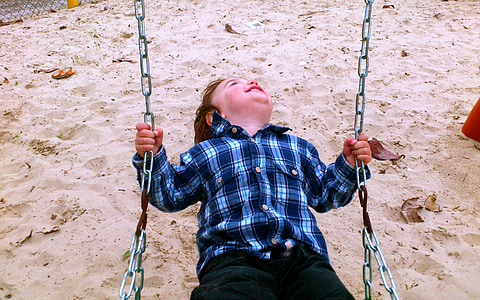 boy sitting on swing chair thumbnail