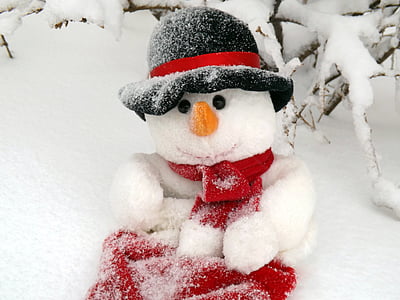 snowman wearing black hat at snow thumbnail