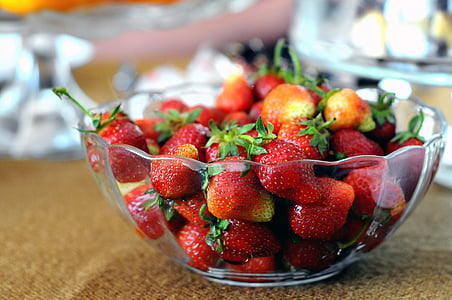 strawberry fruits in clear glass bowl thumbnail