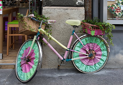 commuter bicycle with plants beside wall thumbnail