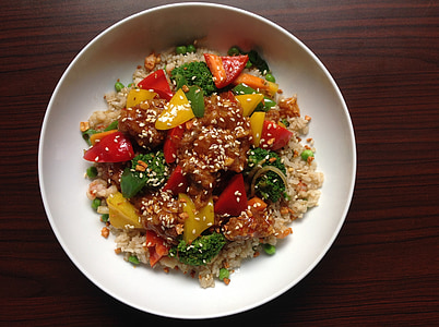 cooked rice with cooked vegetable and sesame seeds thumbnail