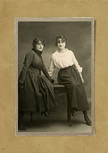 grayscale photo of two women thumbnail