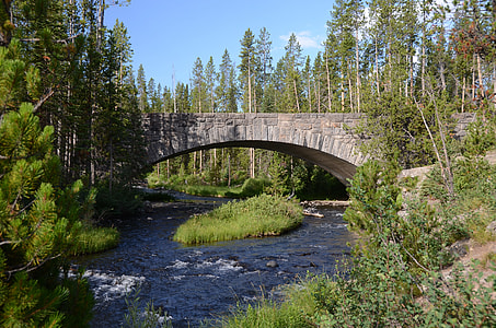 brown bridge over the river under blue sky during daytime thumbnail