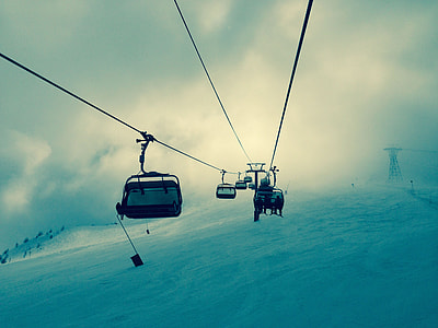 white, cable car, snow field, snow, winter, lift thumbnail