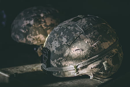 close-up photo of digital camouflage helmet thumbnail