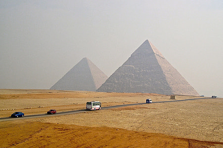 vehicles traveling near pyramid thumbnail