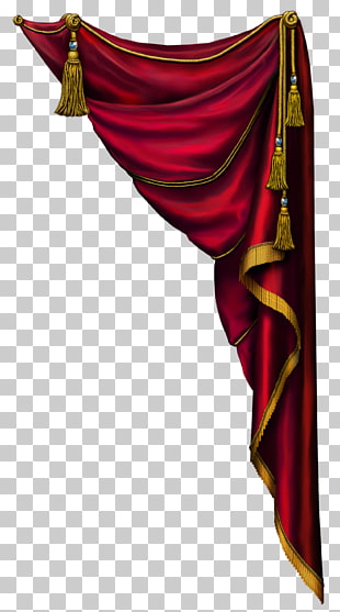 Curtain Window blind , Transparent Red Curtain , brown tassels attached on red window panel PNG clipart