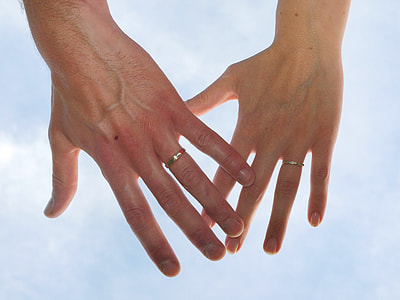 low-angle photography of two person's hand thumbnail