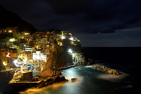 Cinque Terre, Italy at nighttime thumbnail