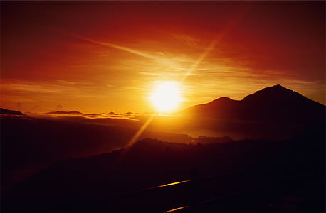 sunset and mountain scenery thumbnail