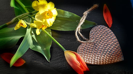 yellow petaled flower near heart pendant thumbnail