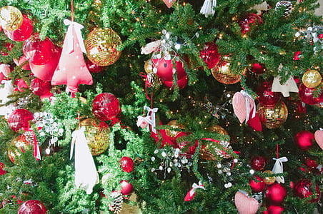 red and gold Christmas baubles thumbnail