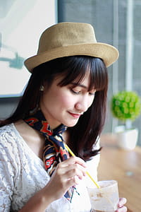 Close-Up Photography of a Woman Wearing Hat thumbnail