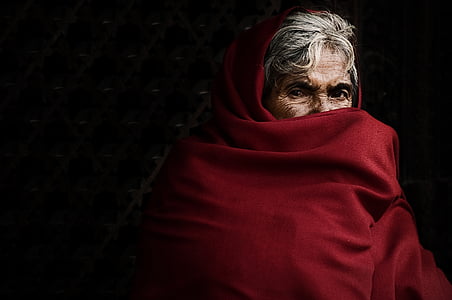 women's red scarf thumbnail