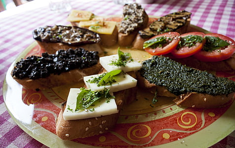 food in round brown and white ceramic plate thumbnail