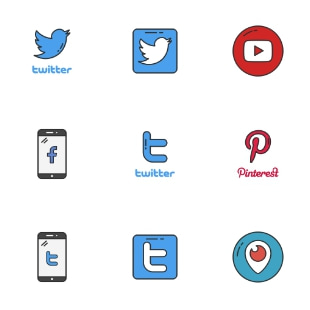 Popular Social Media - Colored svg vector icon sets