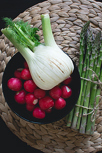 Fresh asparagus with radishes and fennel thumbnail