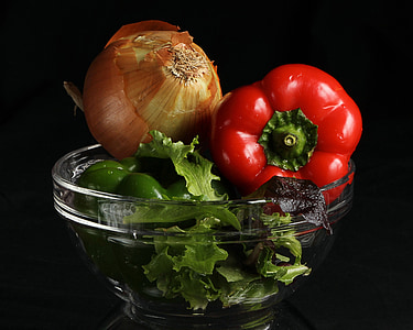 onion and chili pepper on clear glass bowl thumbnail