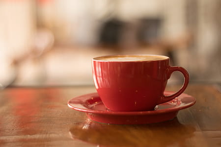 Red Ceramic Mug on Red Saucer thumbnail