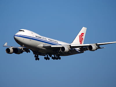 white and blue airliner flying thumbnail