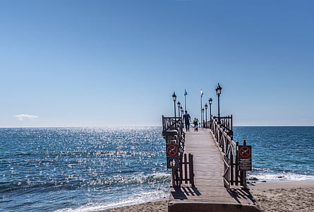 jetty, sea, dawn, sky thumbnail