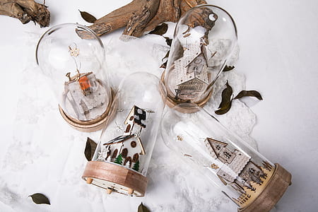photo of three snow village water globes thumbnail