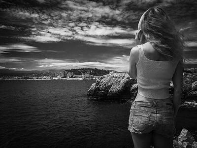 grayscale photo of woman wearing tank top thumbnail