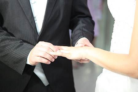bride and groom putting wedding ring thumbnail