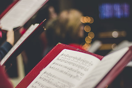sheet music on red holder thumbnail