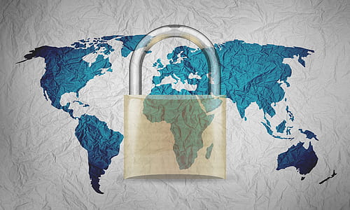 world map with padlock digital paper thumbnail