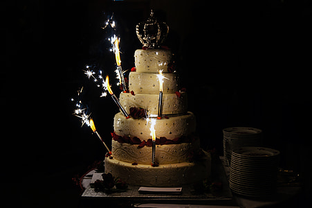 white 5-layer cake with candles thumbnail