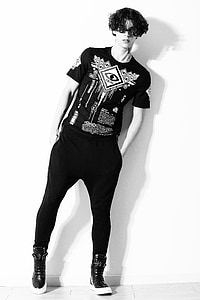 man in crew-neck t-shirt and pants thumbnail