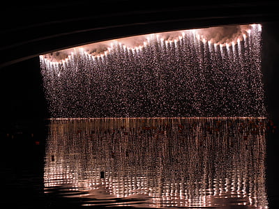 fountain with lights at night thumbnail