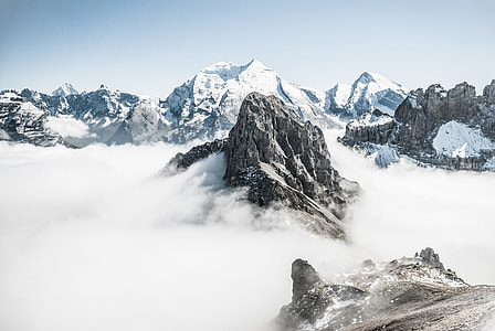 mountain range covered with snow aerial photography thumbnail