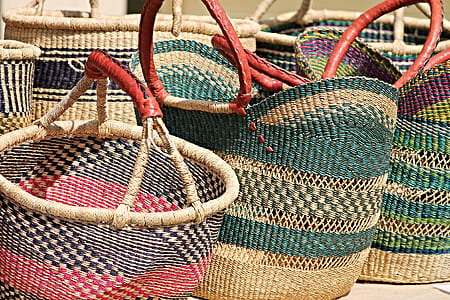 brown and pink wicker baskets thumbnail