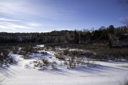 Snowy landscape on the Gooseberry River at Gooseberry Falls State Park, Minnesota thumbnail