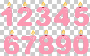 Birthday cake Candle , Transparent Numbers Birthday Candles Pink , 1234567890 on blue background PNG clipart